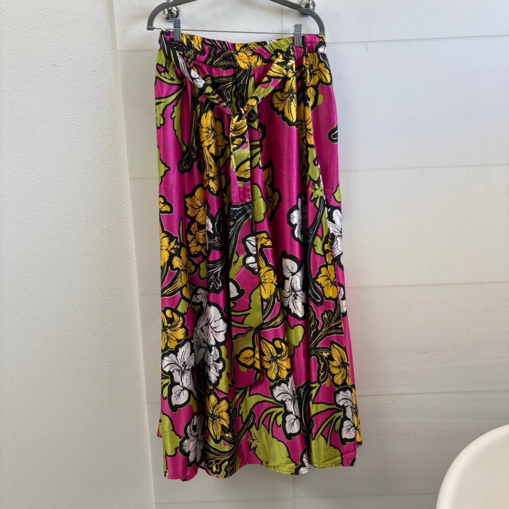Her Destiny NWT Tropical Floral Maxi Skirt L Pink Maximalist Resort Boho